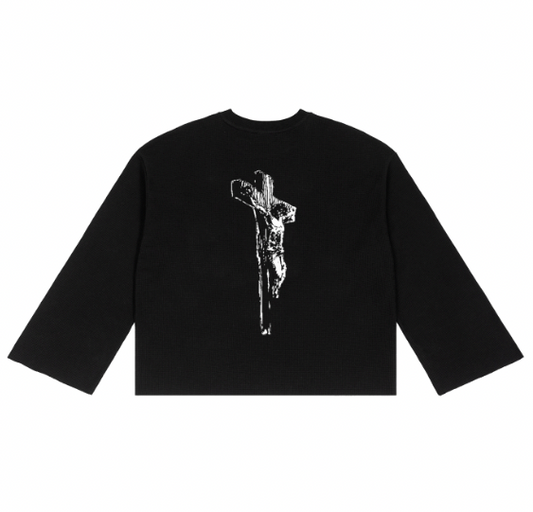 Jesus on the cross waffle long sleeve